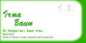 irma baun business card